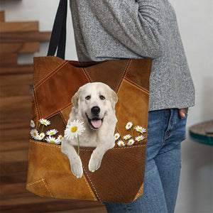 Great Pyrenees Holding Daisy All Over Printed Tote Bag
