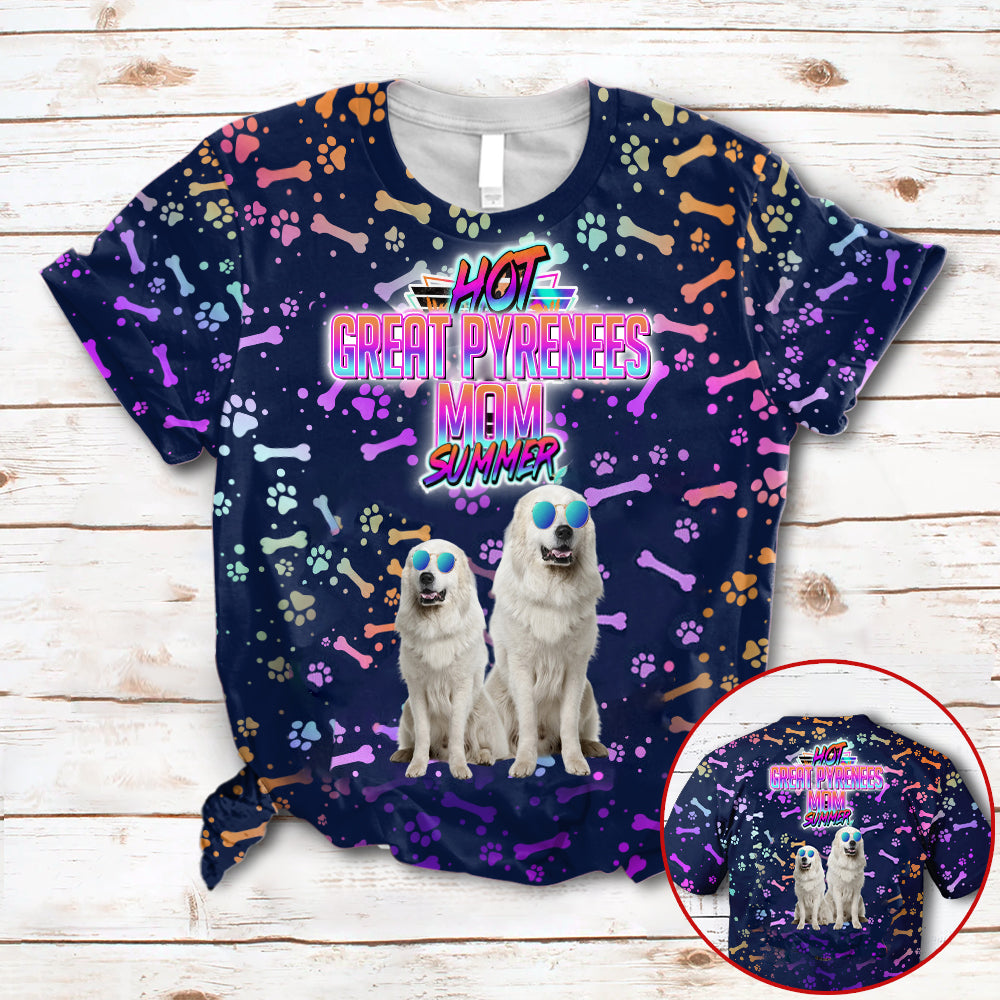 Hot Great Pyrenees Mom Summer Neon Tropical Desing 3D All Over Print T-Shirt