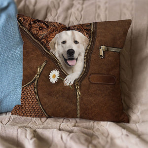 Great Pyrenees Holding Daisy Pillow Case