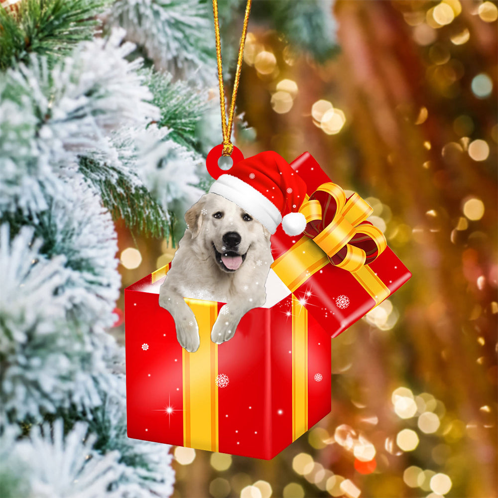 Great Pyrenees In Red Gift Box Christmas Ornament