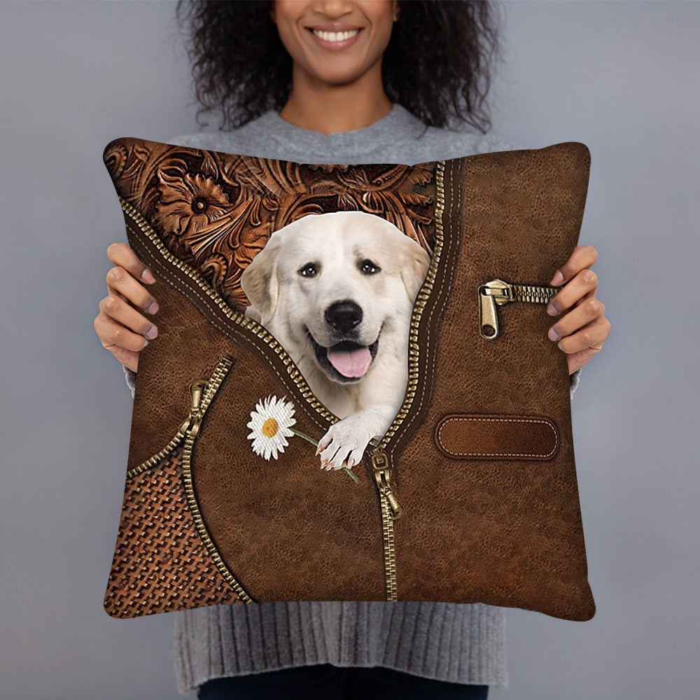 Great Pyrenees Holding Daisy Pillow Case