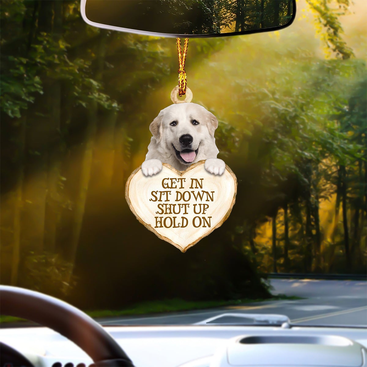Great Pyrenees Heart Shape Get In Car Hanging Ornament