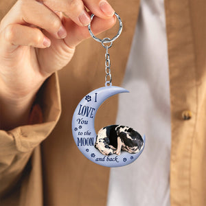 Great dane I Love You To The Moon And Back Flat Acrylic Keychain