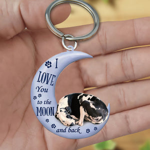 Great dane I Love You To The Moon And Back Flat Acrylic Keychain