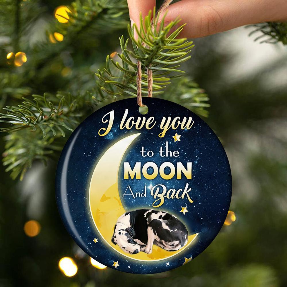 Great Dane I Love You To The Moon And Back Porcelain/Ceramic Ornament