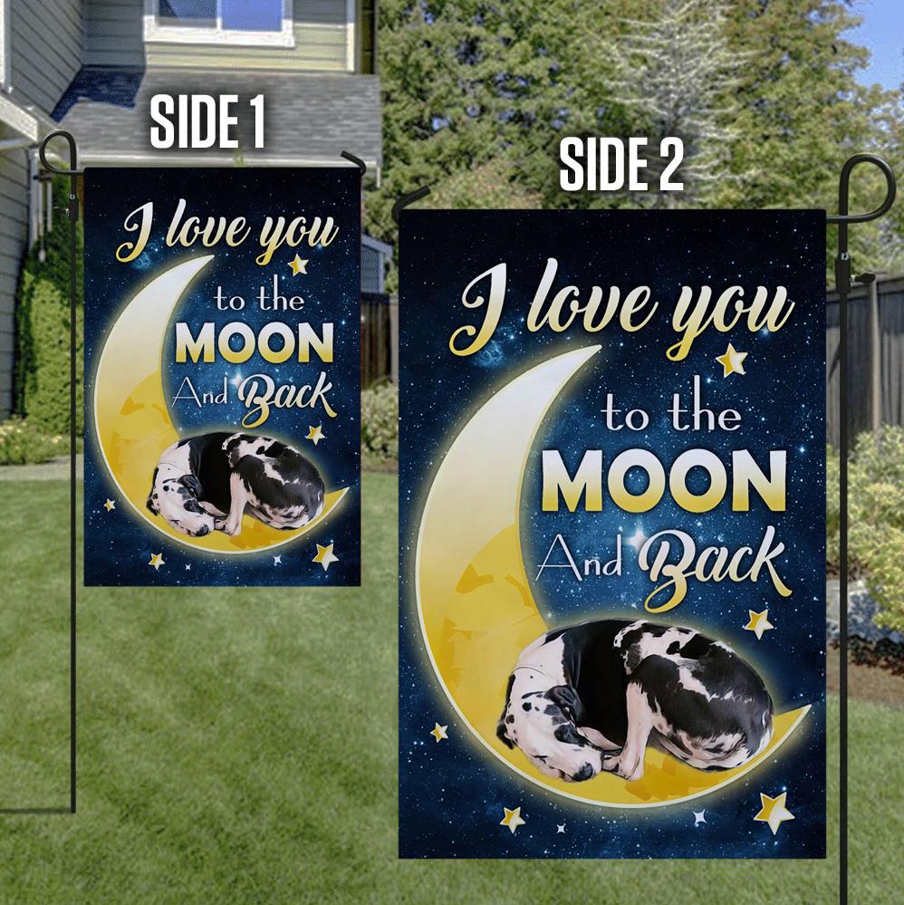 Great Dane I Love You To The Moon And Back Garden Flag