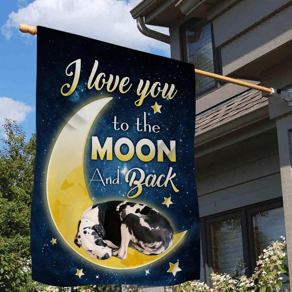Great Dane I Love You To The Moon And Back Garden Flag