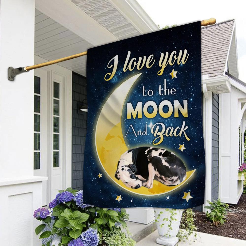 Great Dane I Love You To The Moon And Back Garden Flag