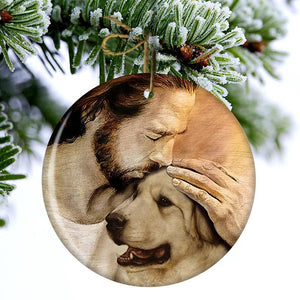Great Pyrenees With Jesus Porcelain/Ceramic Ornament