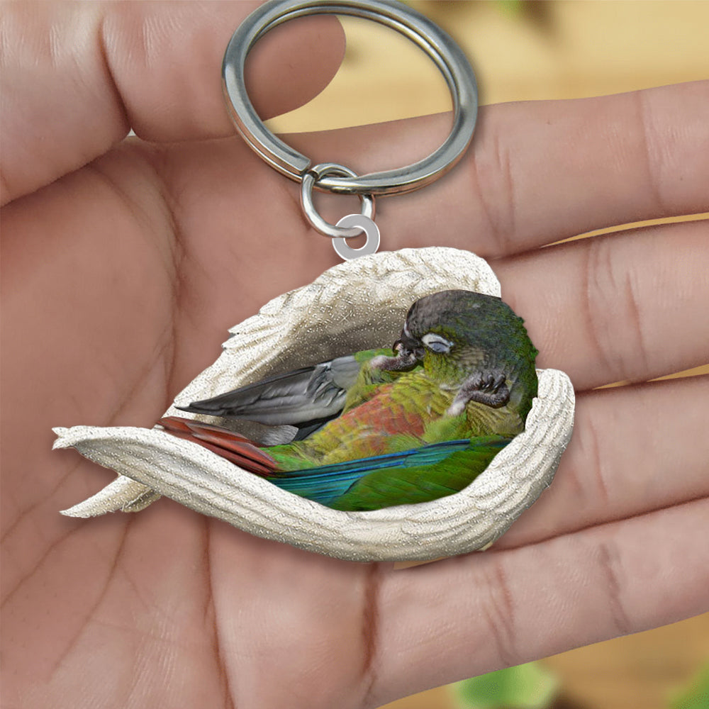Green cheek conure Sleeping Angel Acrylic Keychain