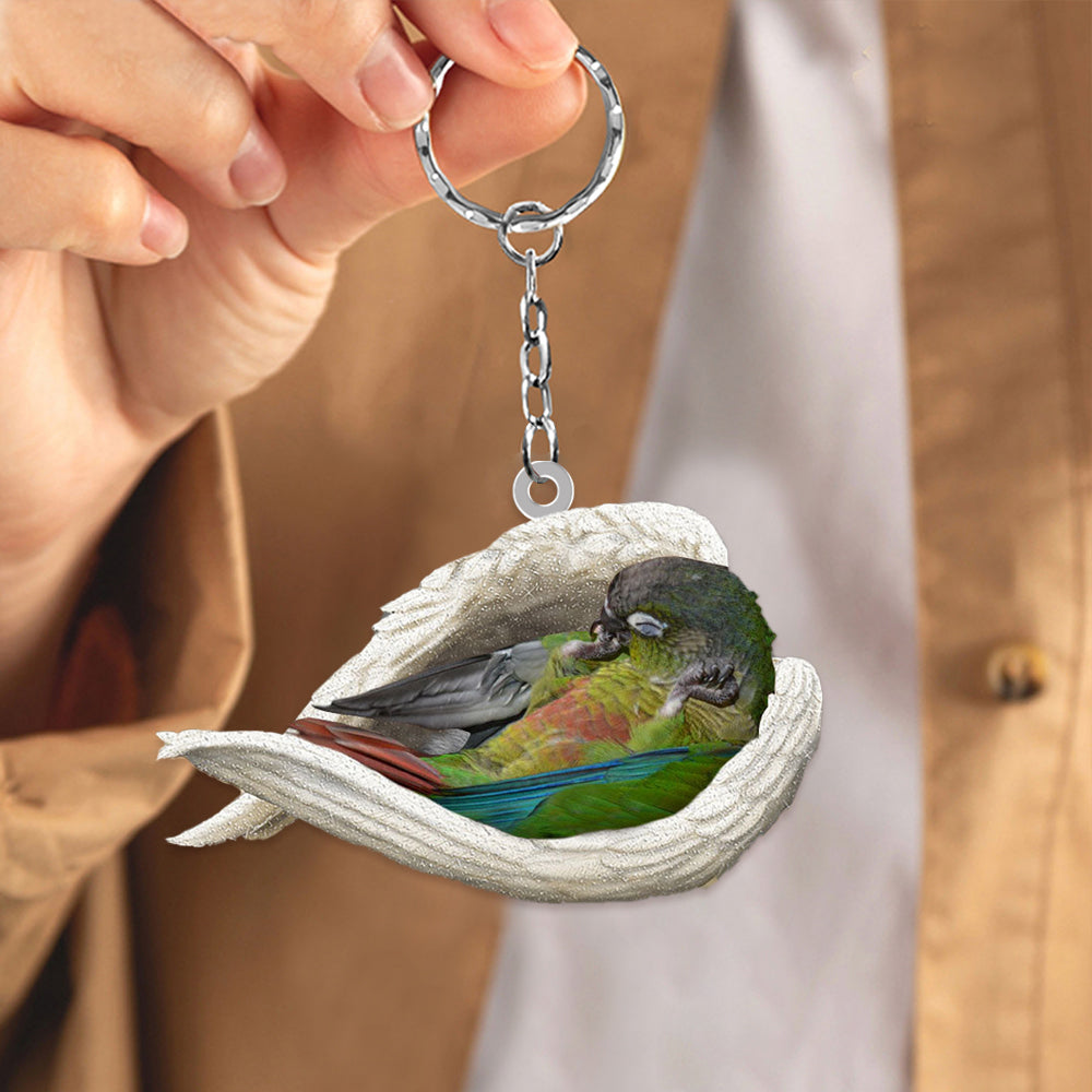 Green cheek conure Sleeping Angel Acrylic Keychain