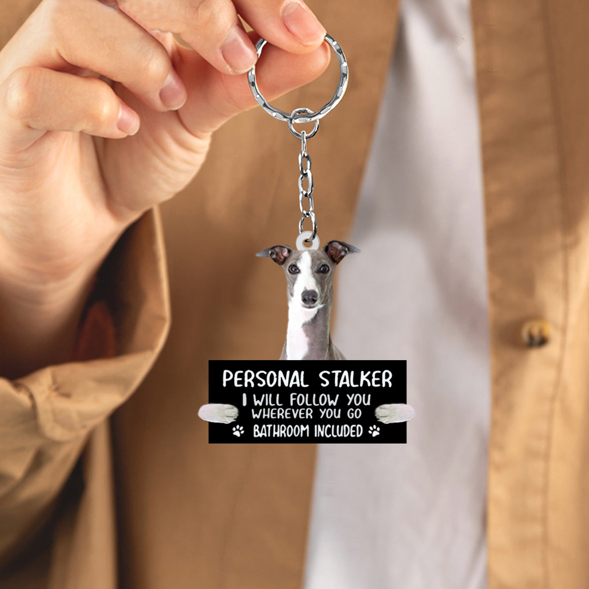 Grey Hound Personal Stalker Acrylic Keychain