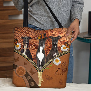 Greyhound Daisy Flower And Butterfly Tote Bag