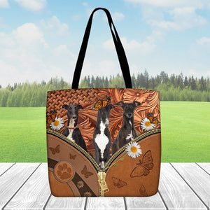 Greyhound Daisy Flower And Butterfly Tote Bag
