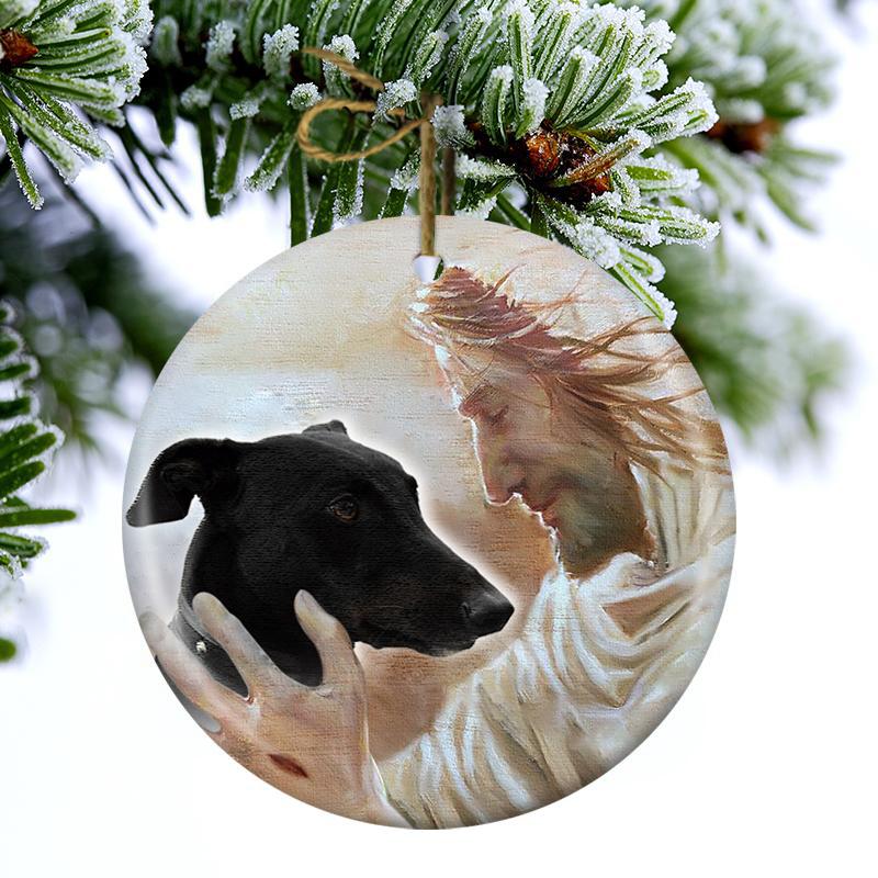 New Release -Greyhound With God Porcelain/Ceramic Ornament