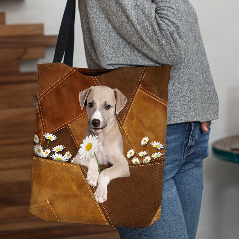 Greyhound Holding Daisy All Over Printed Tote Bag