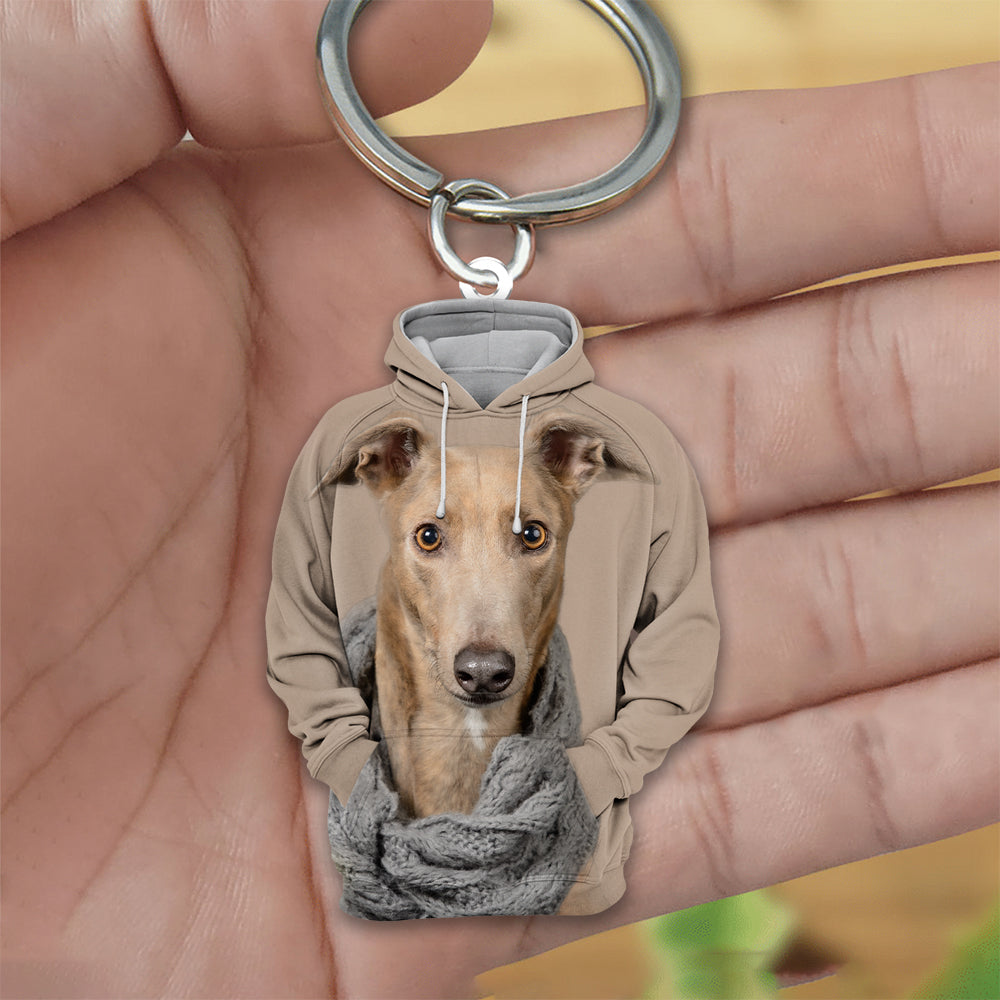 Greyhound 3D Graphic Hoodie Acrylic Keychain