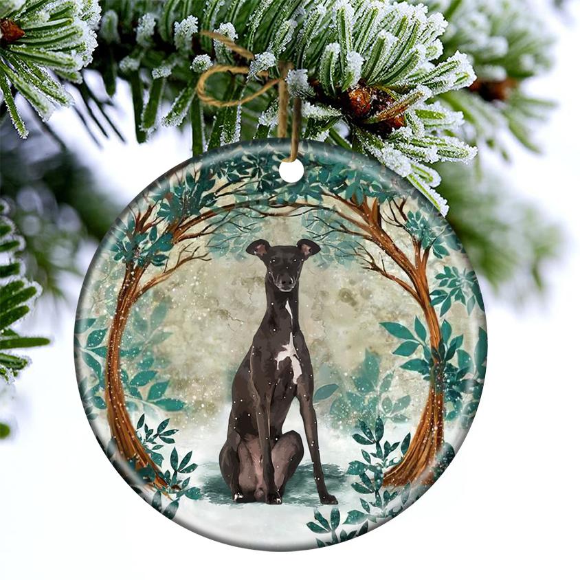 Greyhound Among Forest Porcelain/Ceramic Ornament