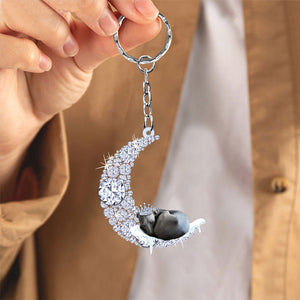 Greyhound Sleeping On A Diamond Moon Acrylic Keychain