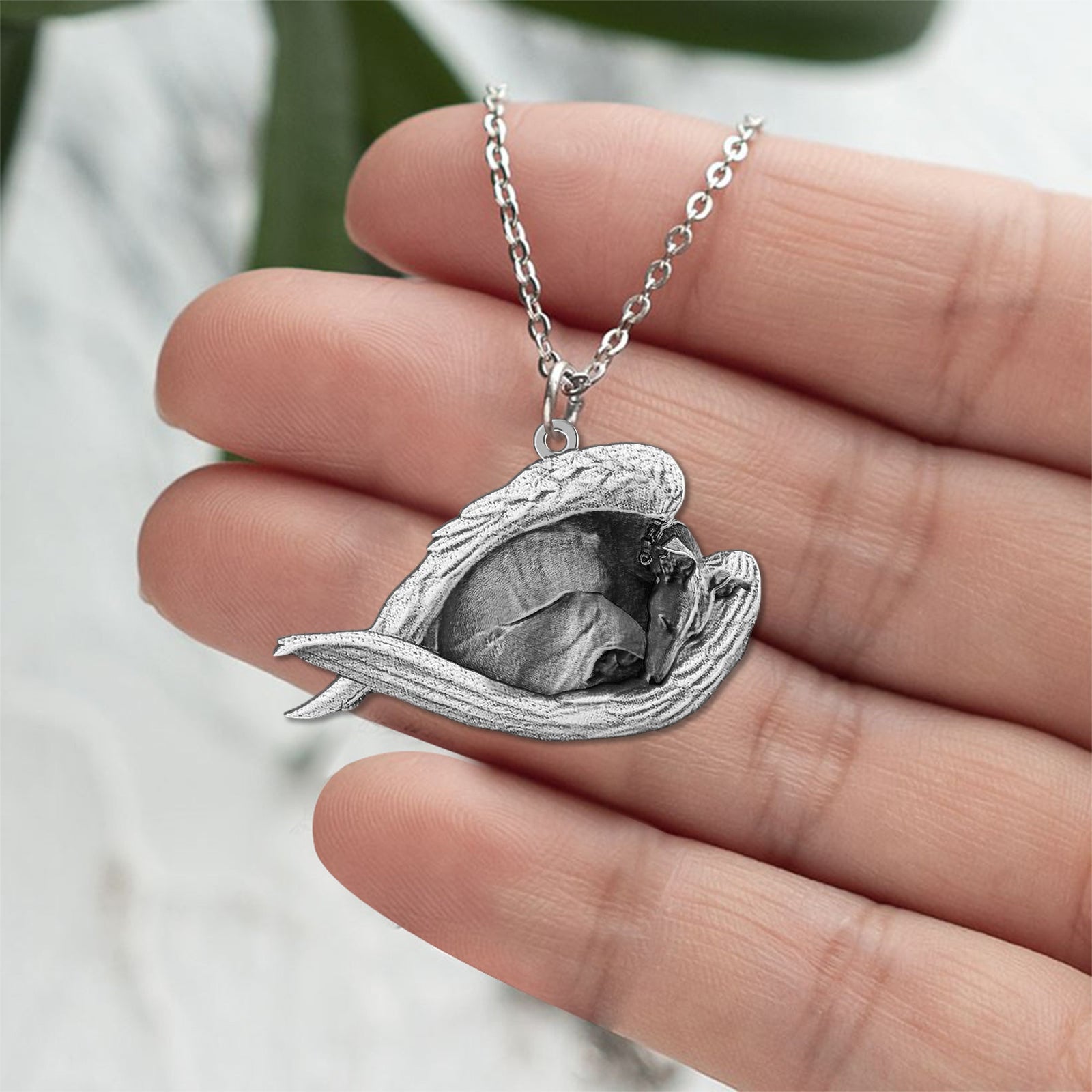 Greyhound Sleeping Angel Necklace