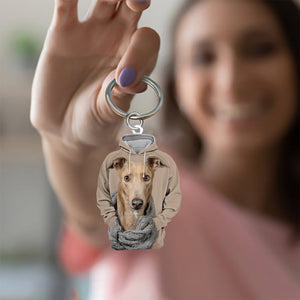 Greyhound 3D Graphic Hoodie Acrylic Keychain