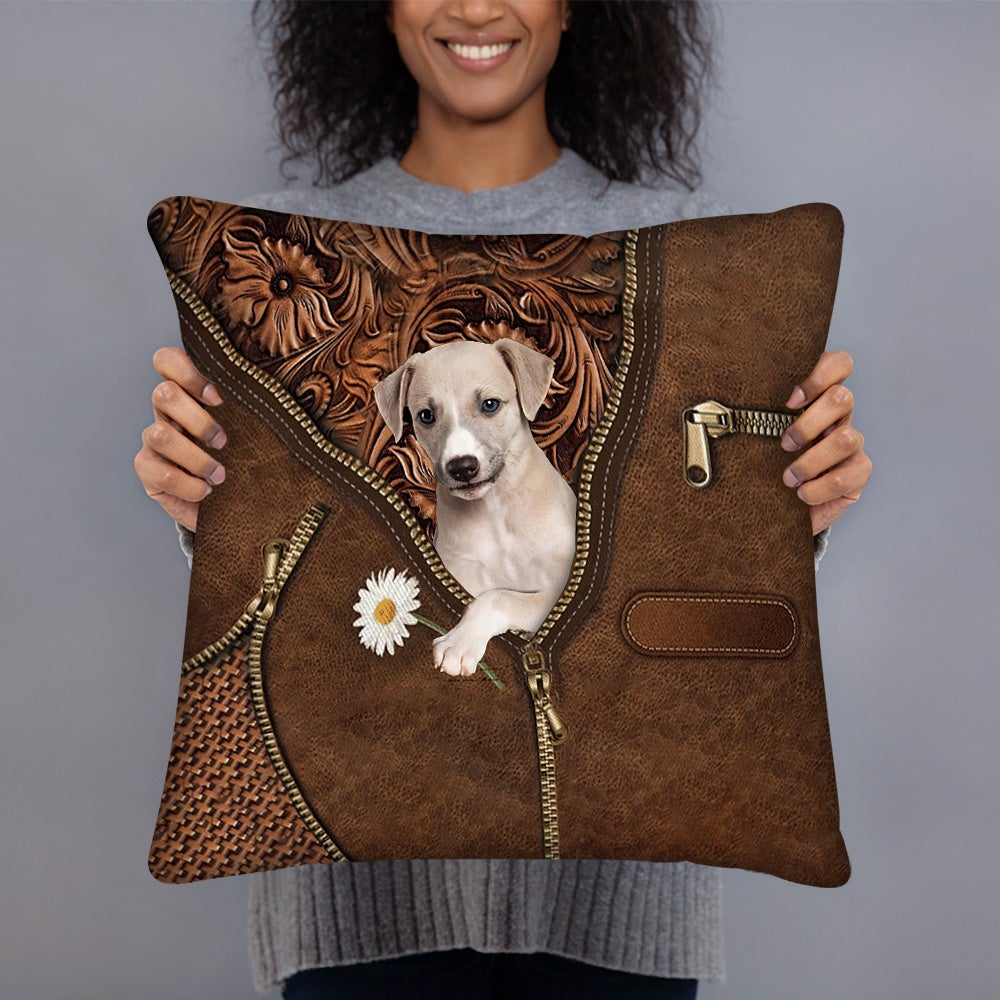 Greyhound Holding Daisy Pillow Case