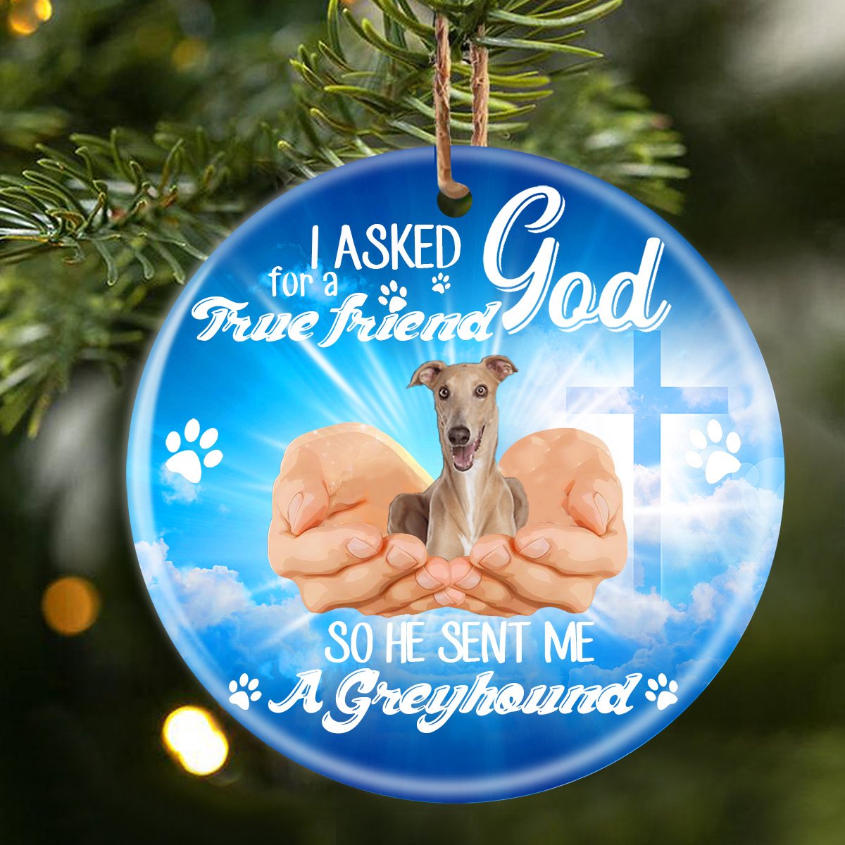 God Send Me A/An Greyhound Porcelain/Ceramic Ornament