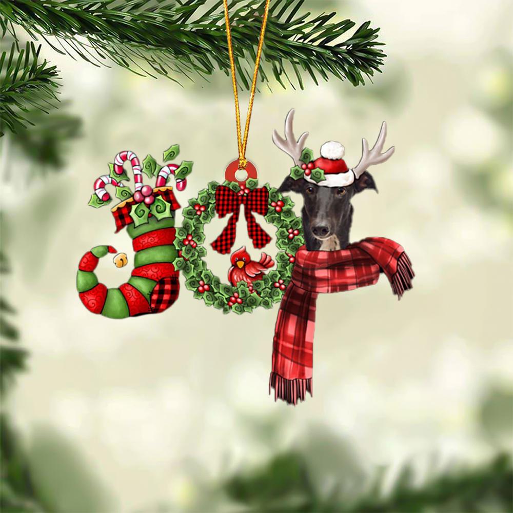 Greyhound JOY Reindeer Hanging Ornament