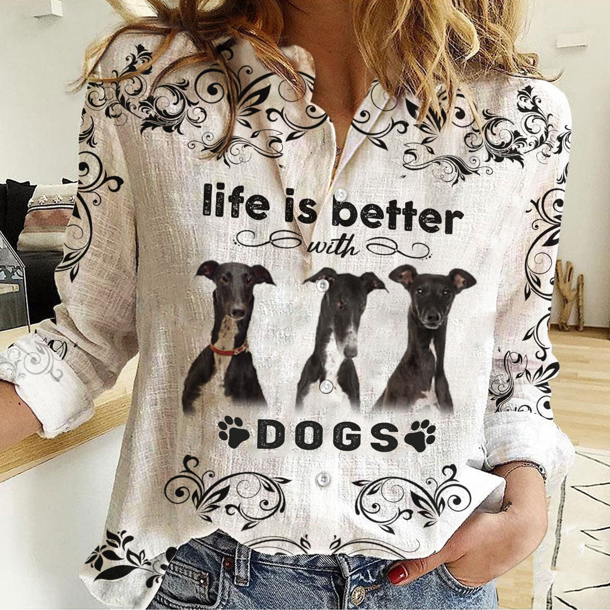 Greyhound  -Life Is Better With Dogs Women's Long-Sleeve Shirt