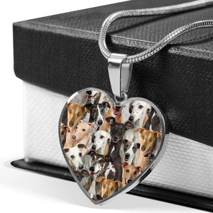 A Bunch Of Greyhounds Heart Necklace