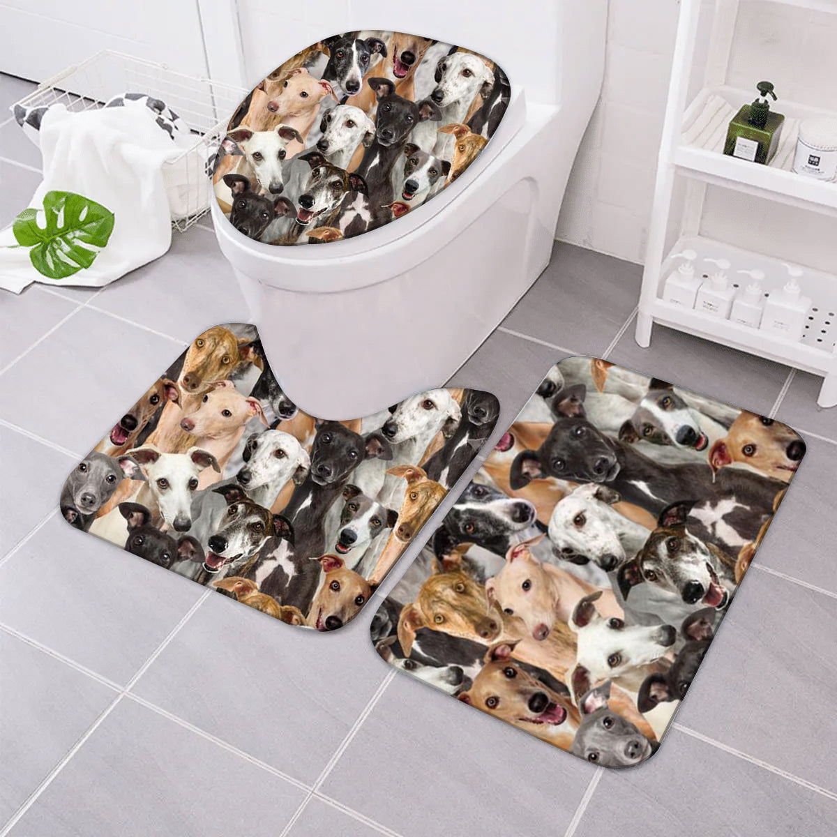 A Bunch Of Greyhounds Bathroom Mat Set
