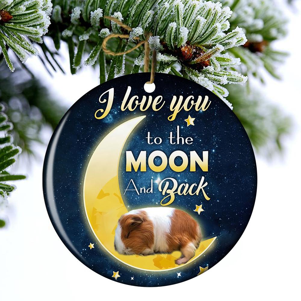 Guinea Pig I Love You To The Moon And Back Porcelain/Ceramic Ornament