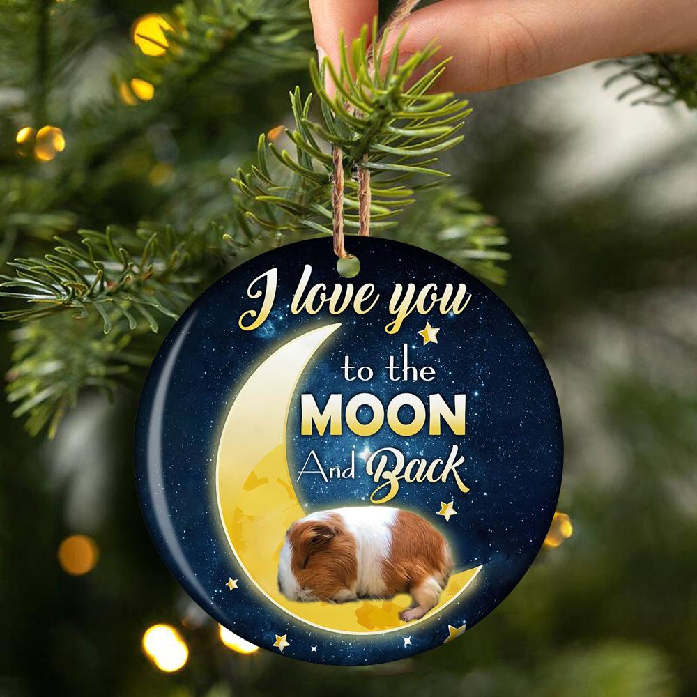 Guinea Pig I Love You To The Moon And Back Porcelain/Ceramic Ornament