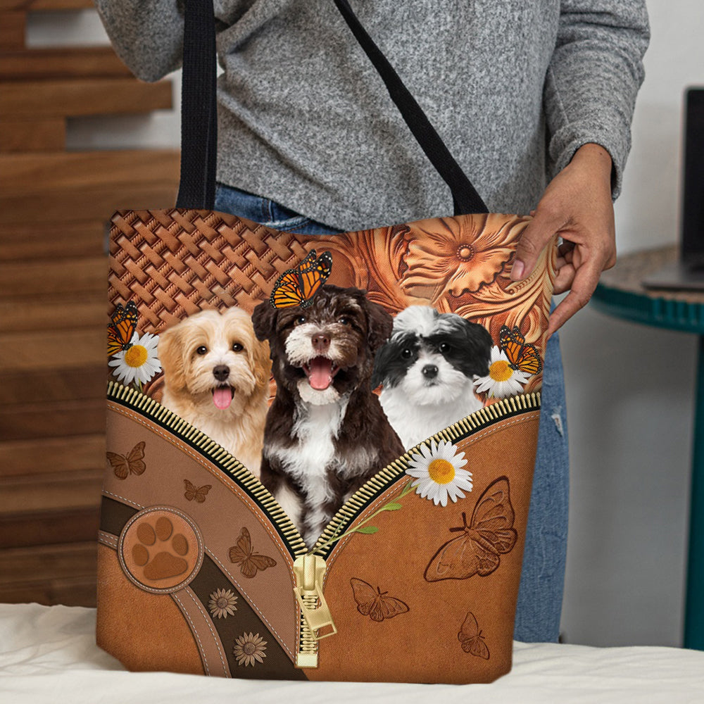 Havanese Daisy Flower And Butterfly Tote Bag