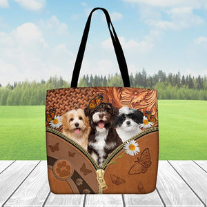 Havanese Daisy Flower And Butterfly Tote Bag