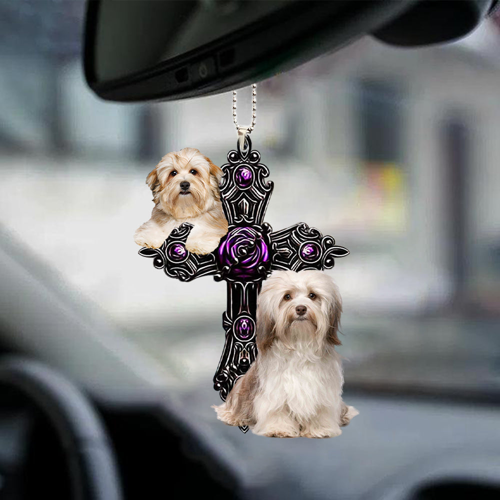 Havanese Pray For God Car Hanging Ornament