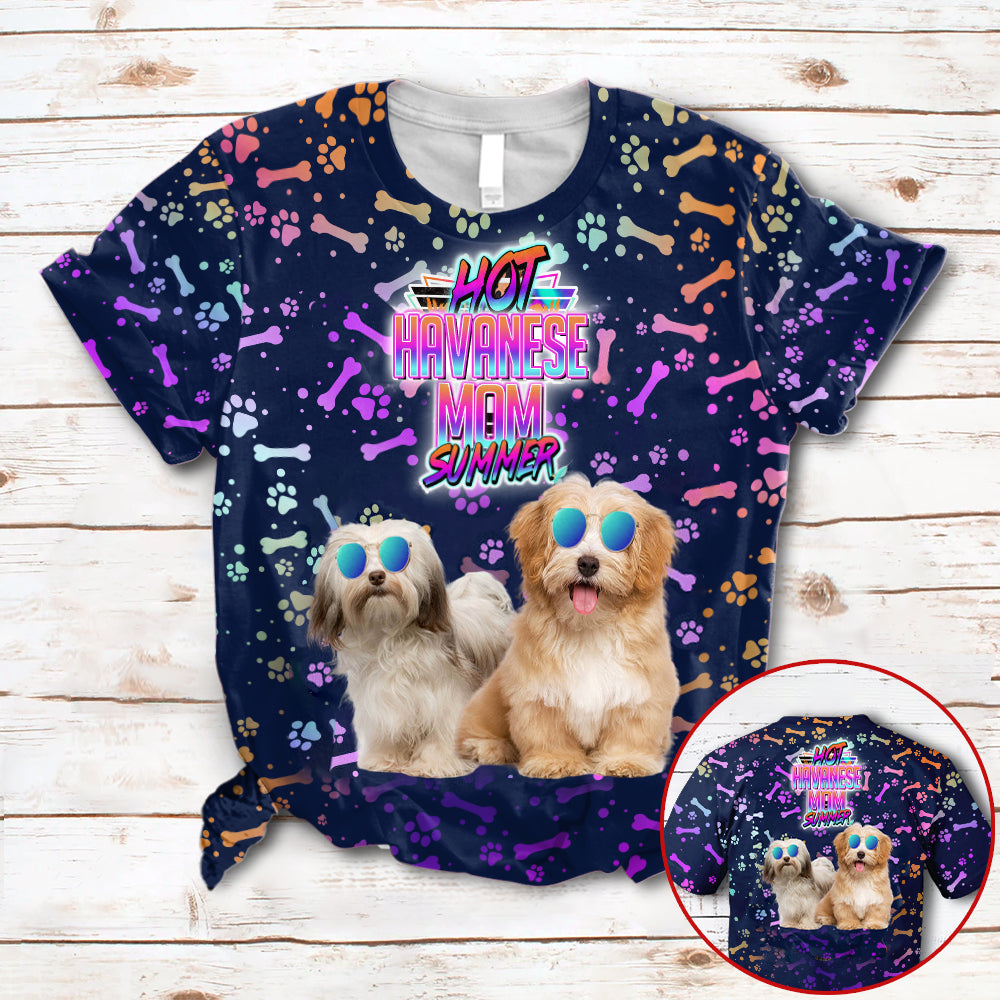 Hot Havanese Mom Summer Neon Tropical Desing 3D All Over Print T-Shirt