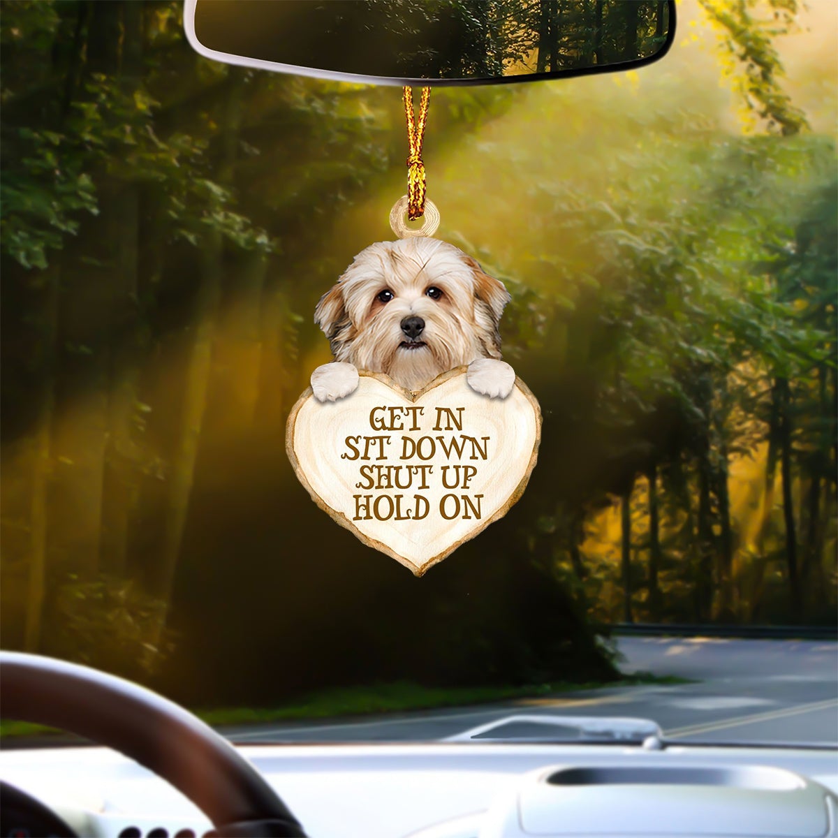 Havanese Heart Shape Get In Car Hanging Ornament