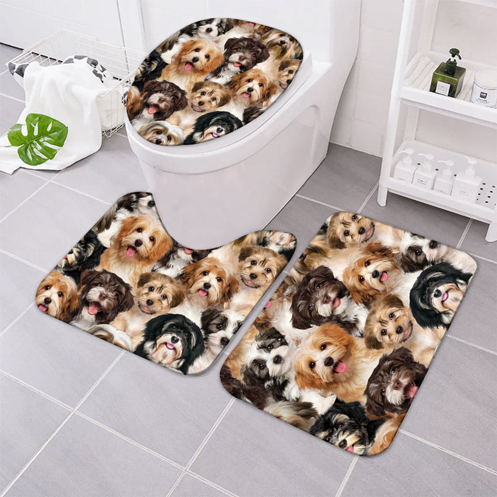 A Bunch Of Havaneses Bathroom Mat Set