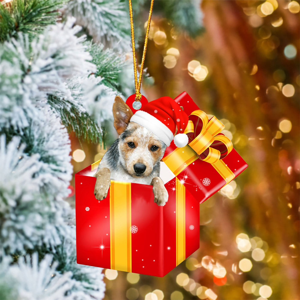 Heeler06 In Red Gift Box Christmas Ornament