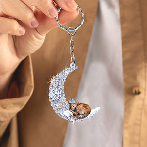 Heeler2 Sleeping On A Diamond Moon Acrylic Keychain