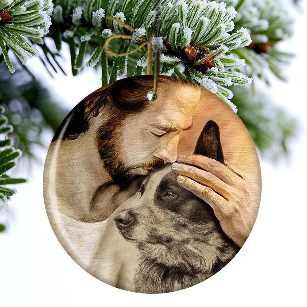 Heeler With Jesus Porcelain/Ceramic Ornament