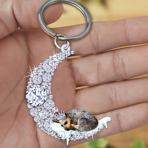 Heeler Sleeping On A Diamond Moon Acrylic Keychain