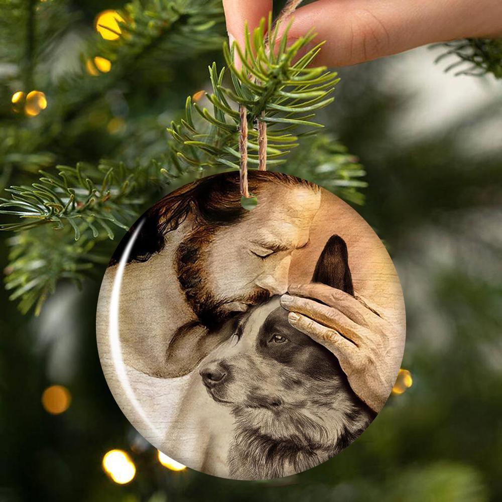 Heeler With Jesus Porcelain/Ceramic Ornament