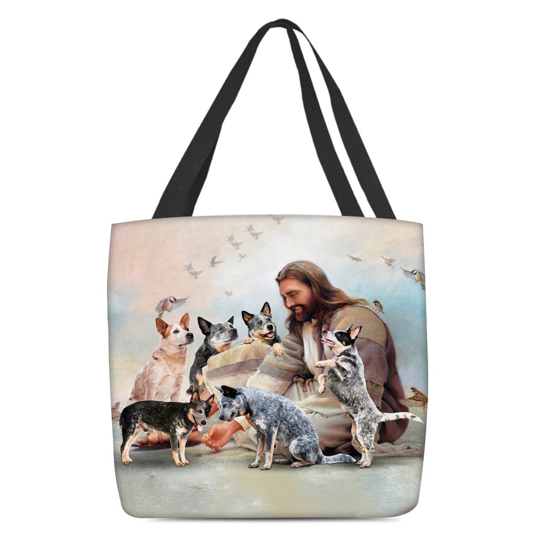 Jesus Surrounded By Heelers Tote Bag