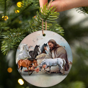 God Surrounded By Horses Porcelain/Ceramic Ornament