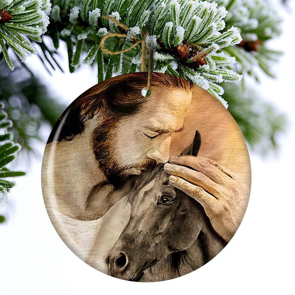 Horse With Jesus Porcelain/Ceramic Ornament