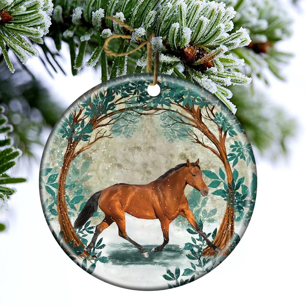 Horse Among Forest Porcelain/Ceramic Ornament