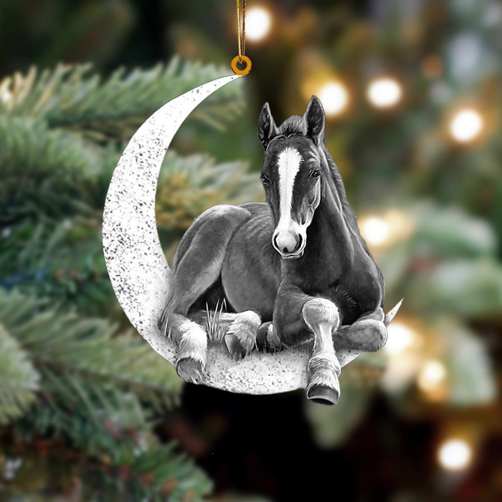 Horse Sits On The Moon Hanging Ornament