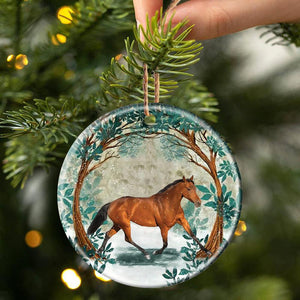 Horse Among Forest Porcelain/Ceramic Ornament